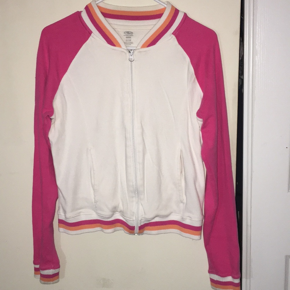 Pink and white sweater